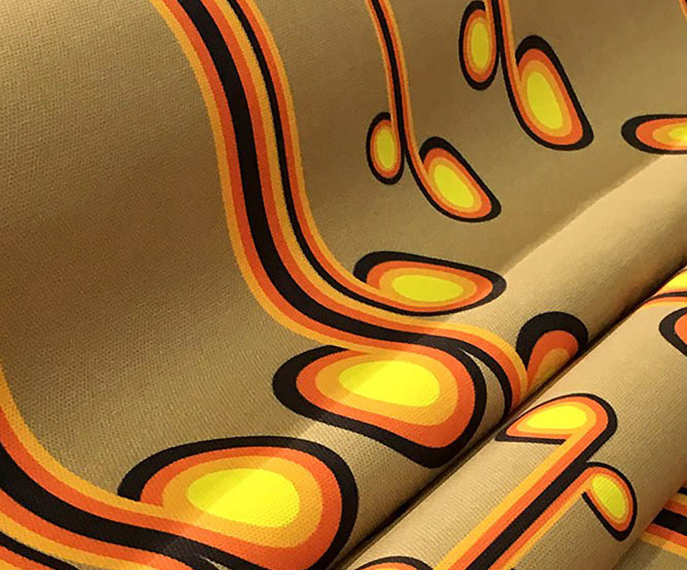 60'LAR VİNTAGE DESENLİ DİJİTAL BASKI KUMAŞ - BEJ