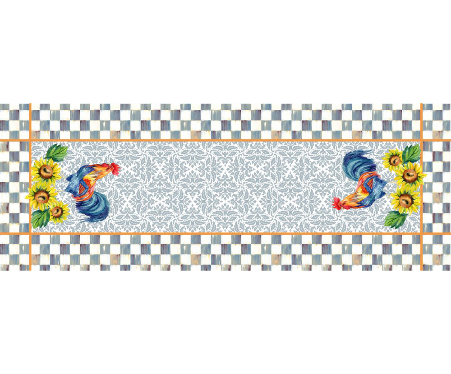 HOROZ DESENLİ DİKİŞSİZ RUNNER KUMAŞ - MAVİ