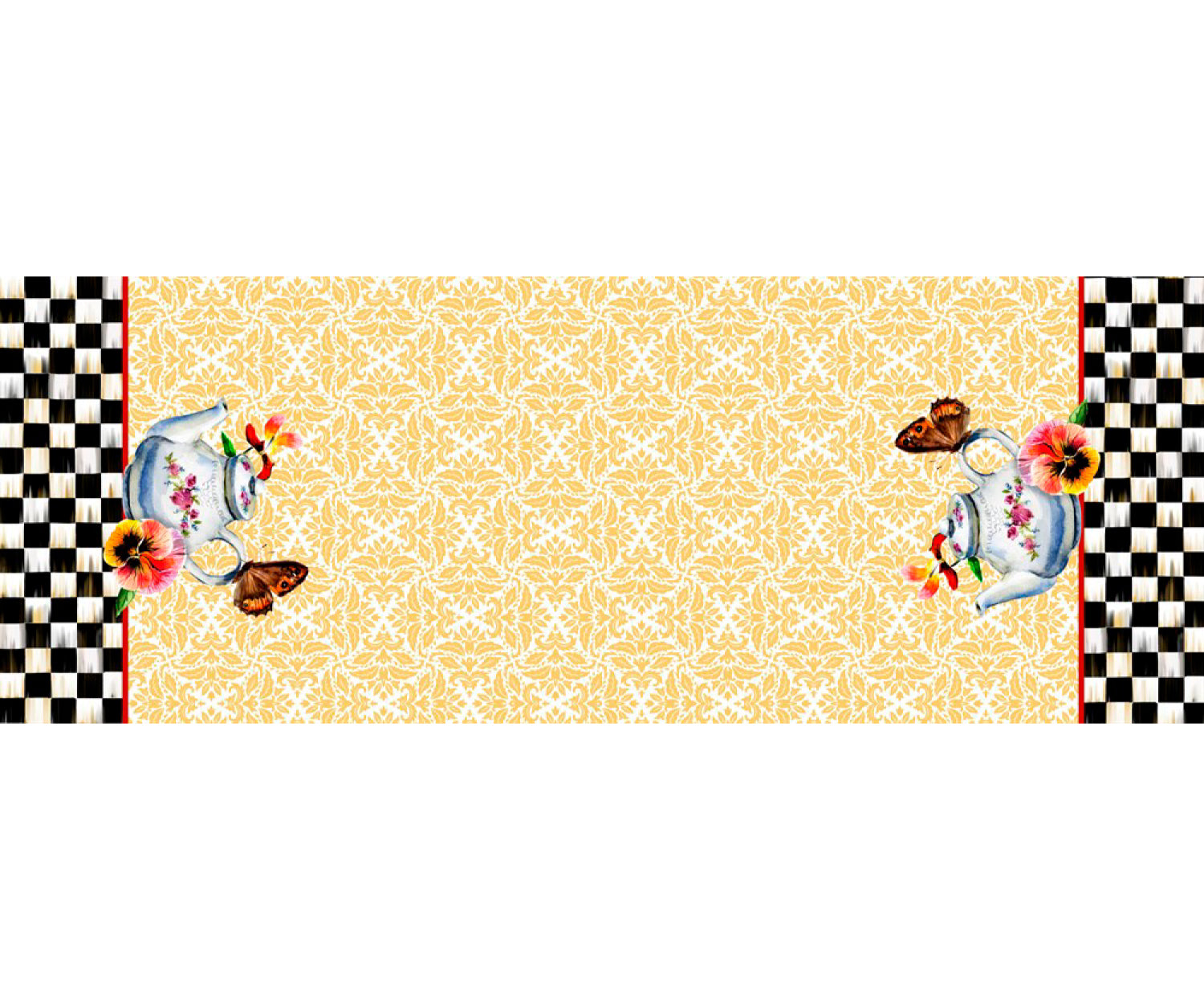 ÇAYDANLIK DESENLİ DİKİŞSİZ RUNNER KUMAŞ - SARI