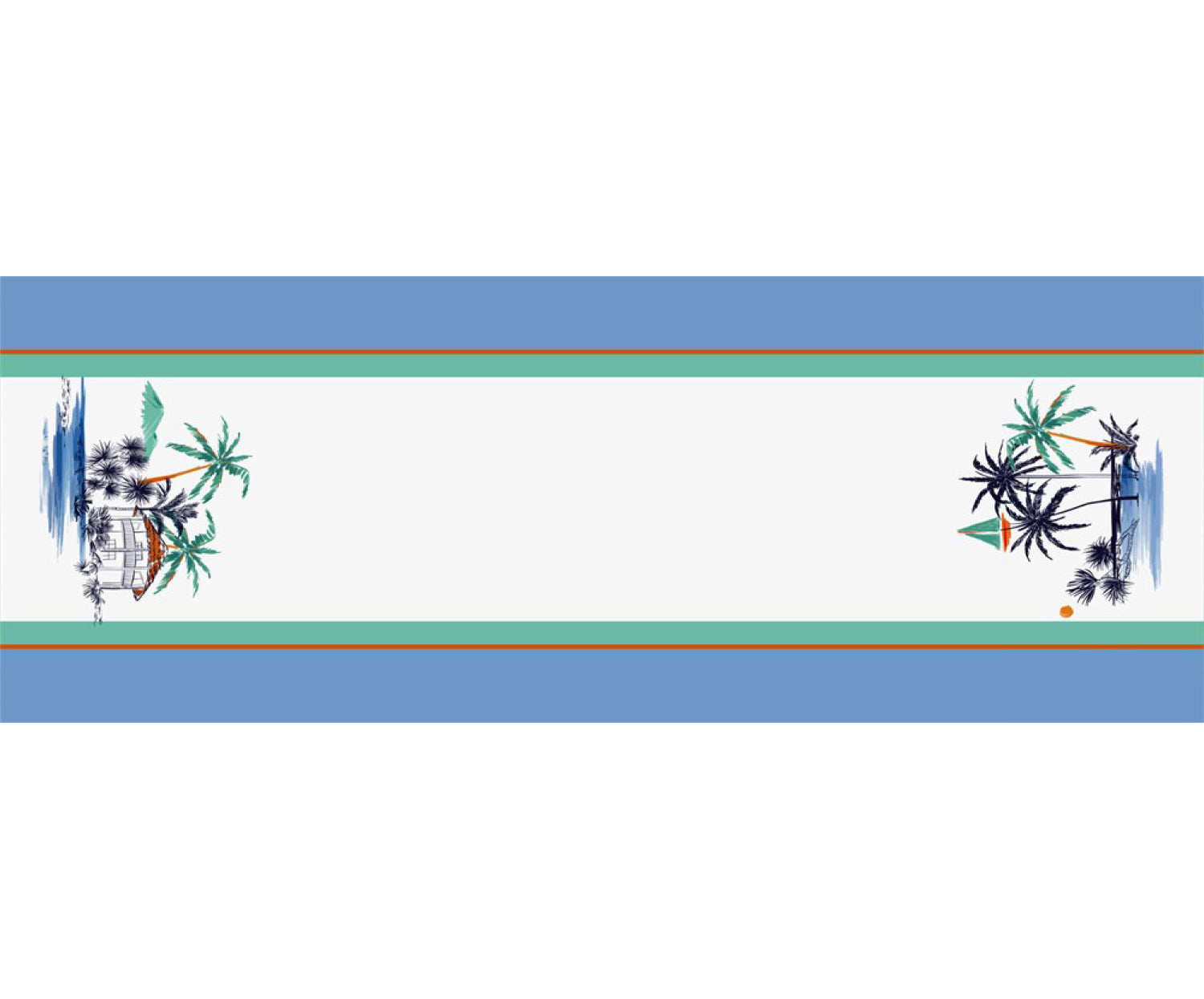 SEASİDE HAWAİİ DESENLİ DİKİŞSİZ RUNNER KUMAŞ - MAVİ