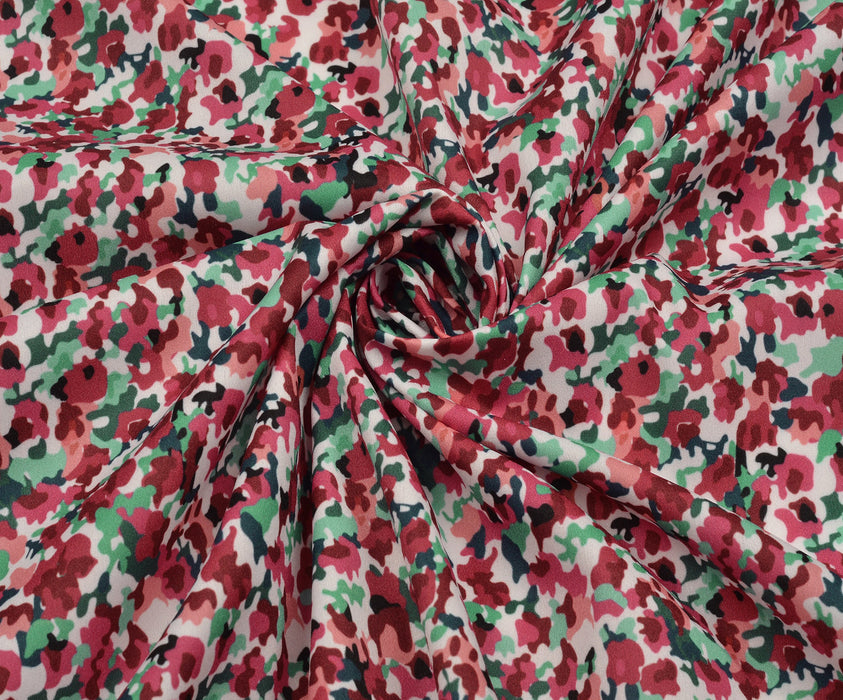FLORAL PATTERNED LYCRA FABRIC - RED