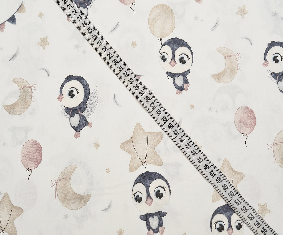 MELEK PENGUENLER POPLİN KUMAŞ - BEJ