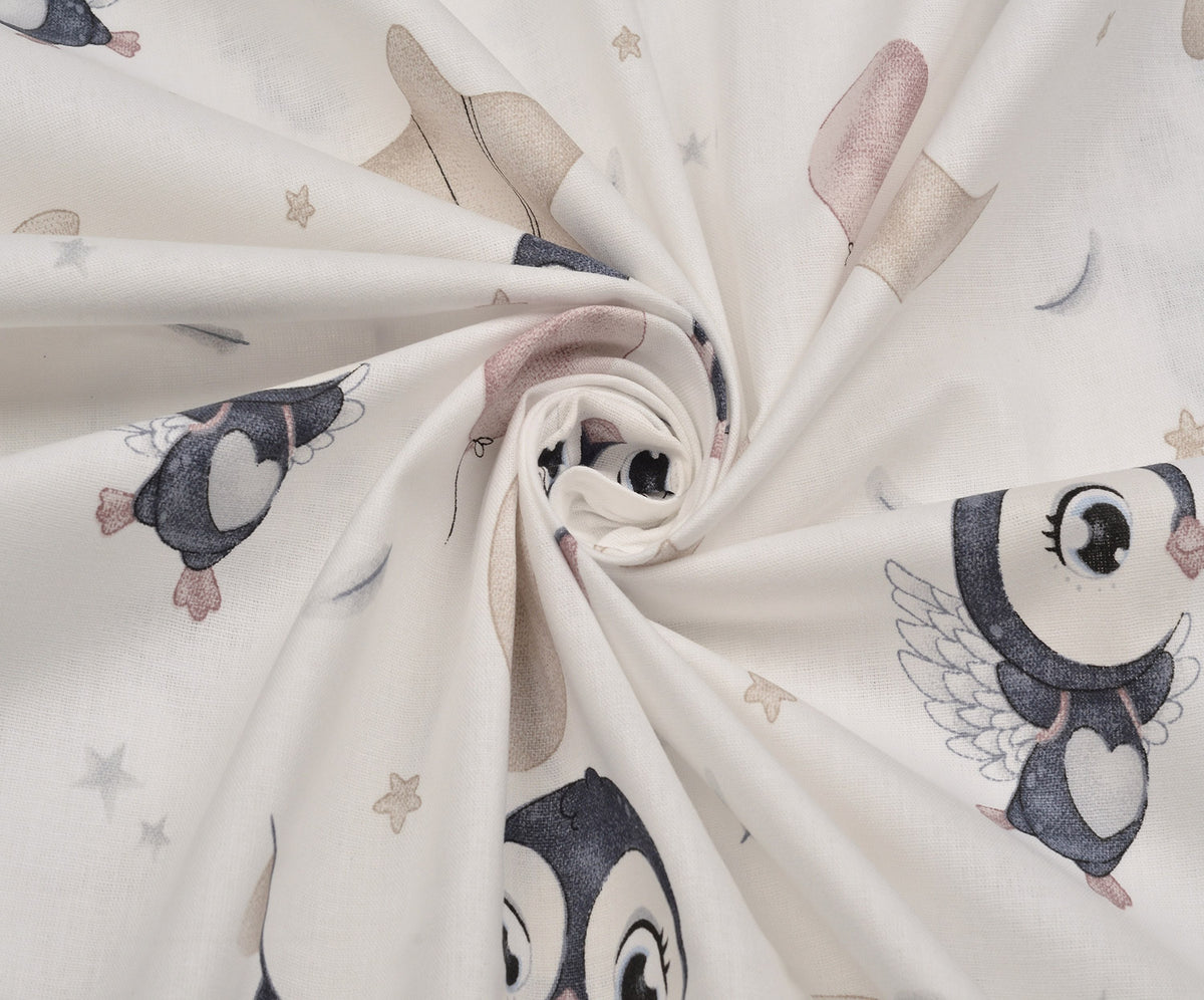 MELEK PENGUENLER POPLİN KUMAŞ - BEJ