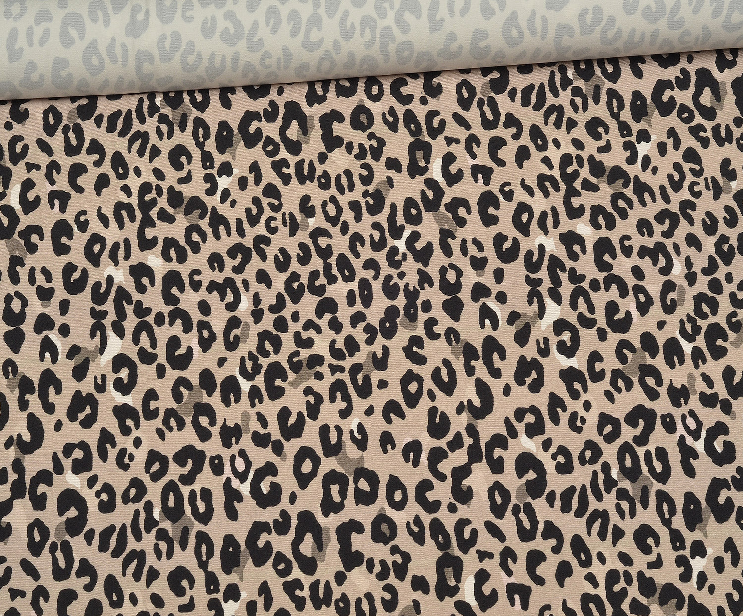 LİKRALI LEOPAR DESENLİ KUMAŞ - BEJ