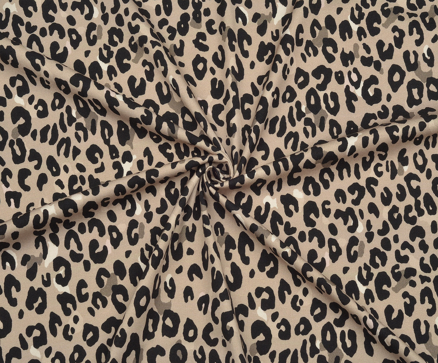 LİKRALI LEOPAR DESENLİ KUMAŞ - BEJ