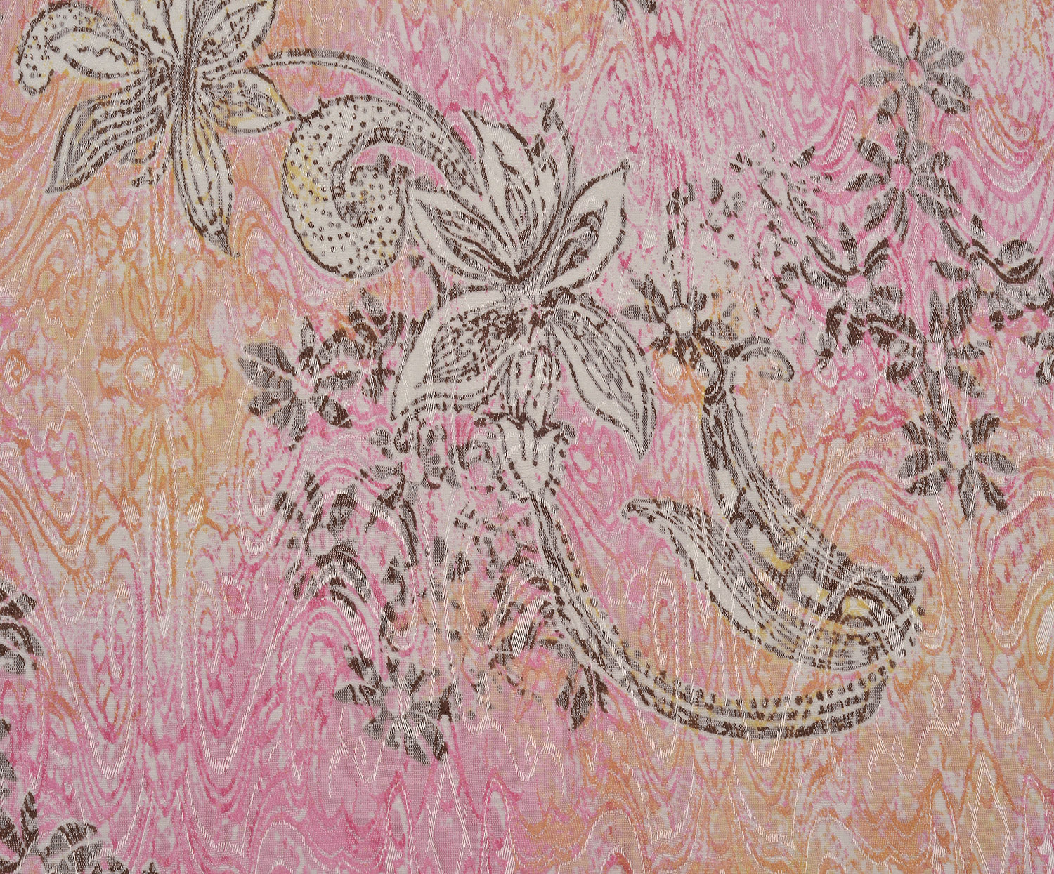 ÇİÇEK DESENLİ LİKRALI JAKAR KUMAŞ - PEMBE