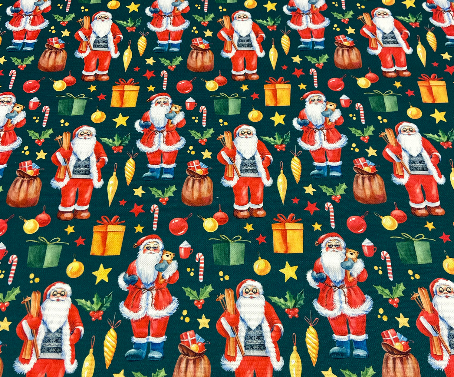 YILBAŞI NOEL BABA DİJİTAL BASKI KUMAŞ - YEŞİL