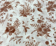 SOFT ÇİÇEK DESENLİ DİJİTAL BASKI KUMAŞ - KAHVE