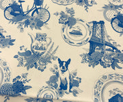 BLUE BLANC DESENLİ DİJİTAL BASKI KUMAŞ - MAVİ