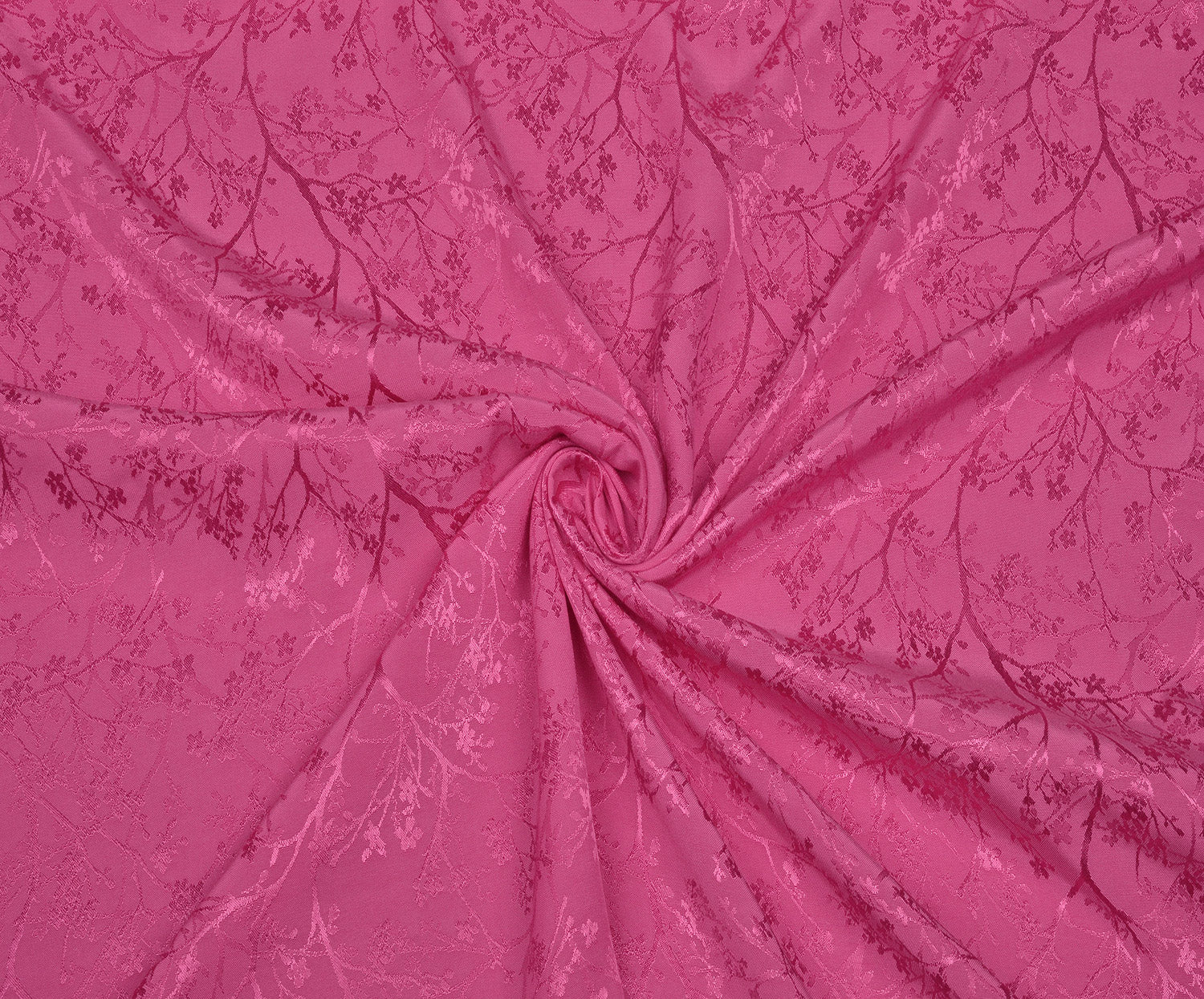 ÇİÇEK DESENLİ VİSKON SATEN KUMAŞ - ŞEKER PEMBE