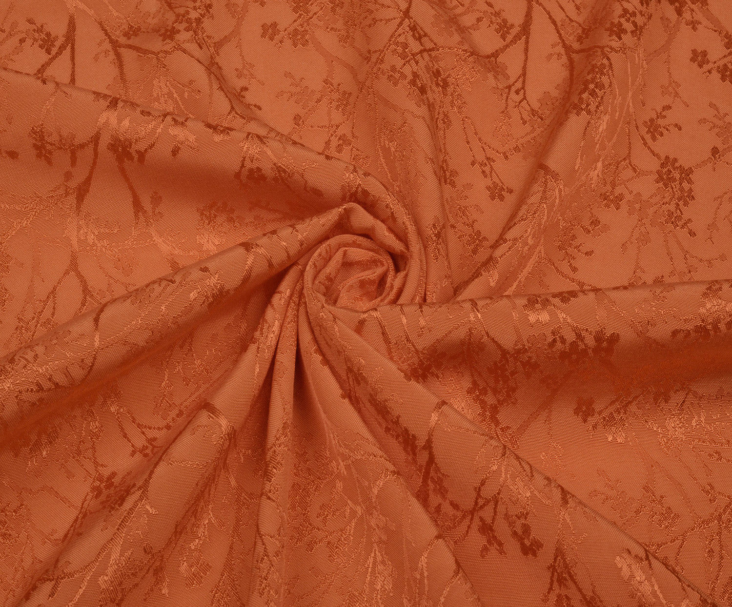 ÇİÇEK DESENLİ VİSKON SATEN KUMAŞ - TURUNCU