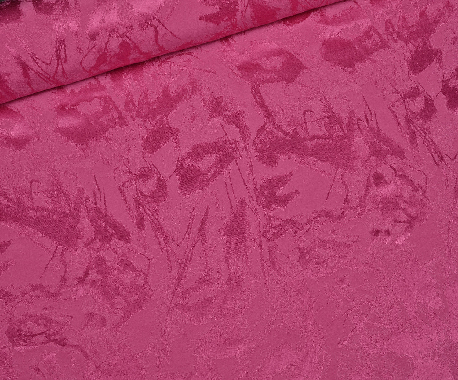 DESENLİ VİSKON SATEN KUMAŞ - ŞEKER PEMBE