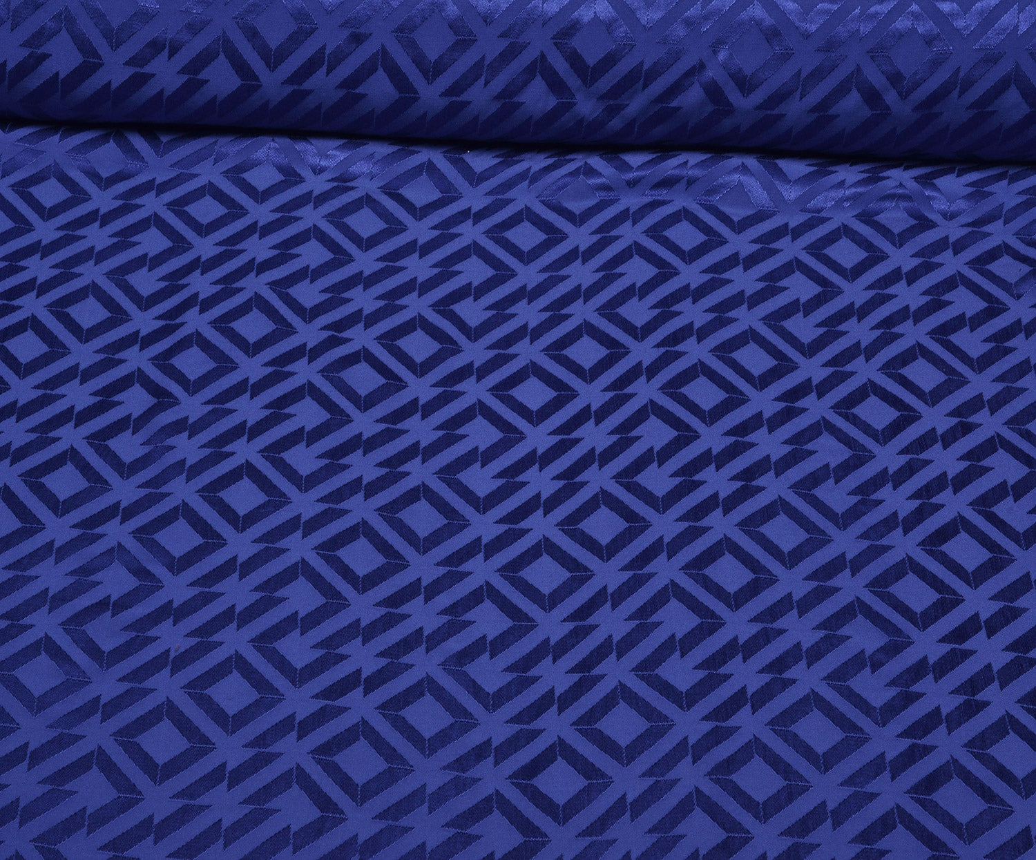 GEOMETRİK DESENLİ VİSKON SATEN KUMAŞ - SAKS