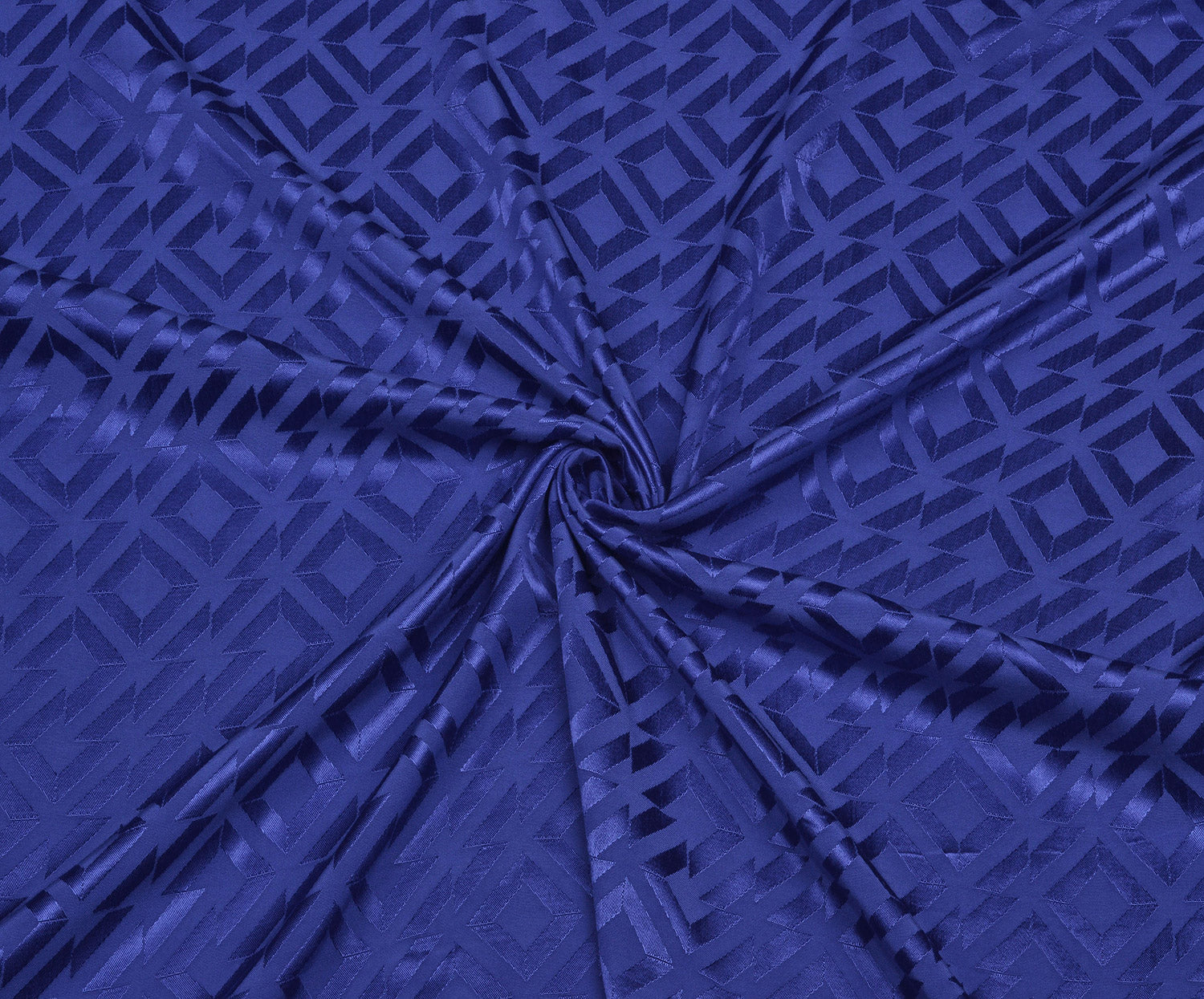 GEOMETRİK DESENLİ VİSKON SATEN KUMAŞ - SAKS
