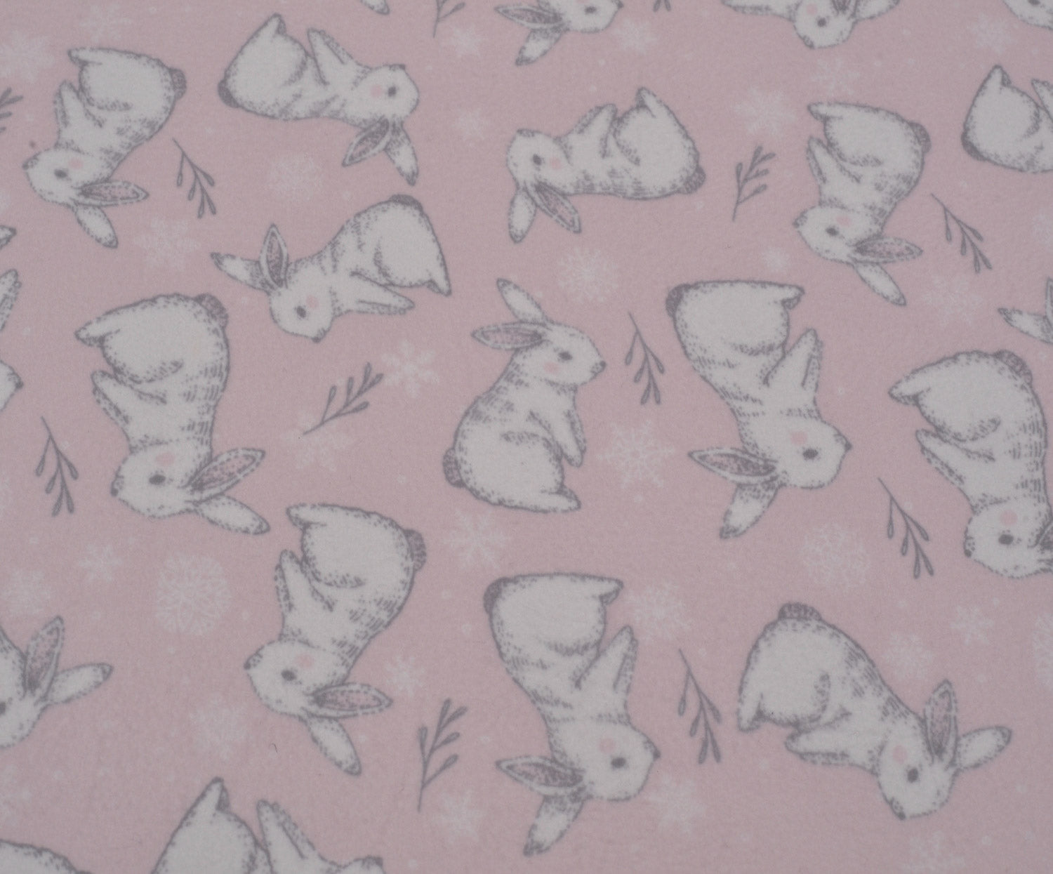 TAVŞAN DESENLİ POLAR KUMAŞ - PEMBE