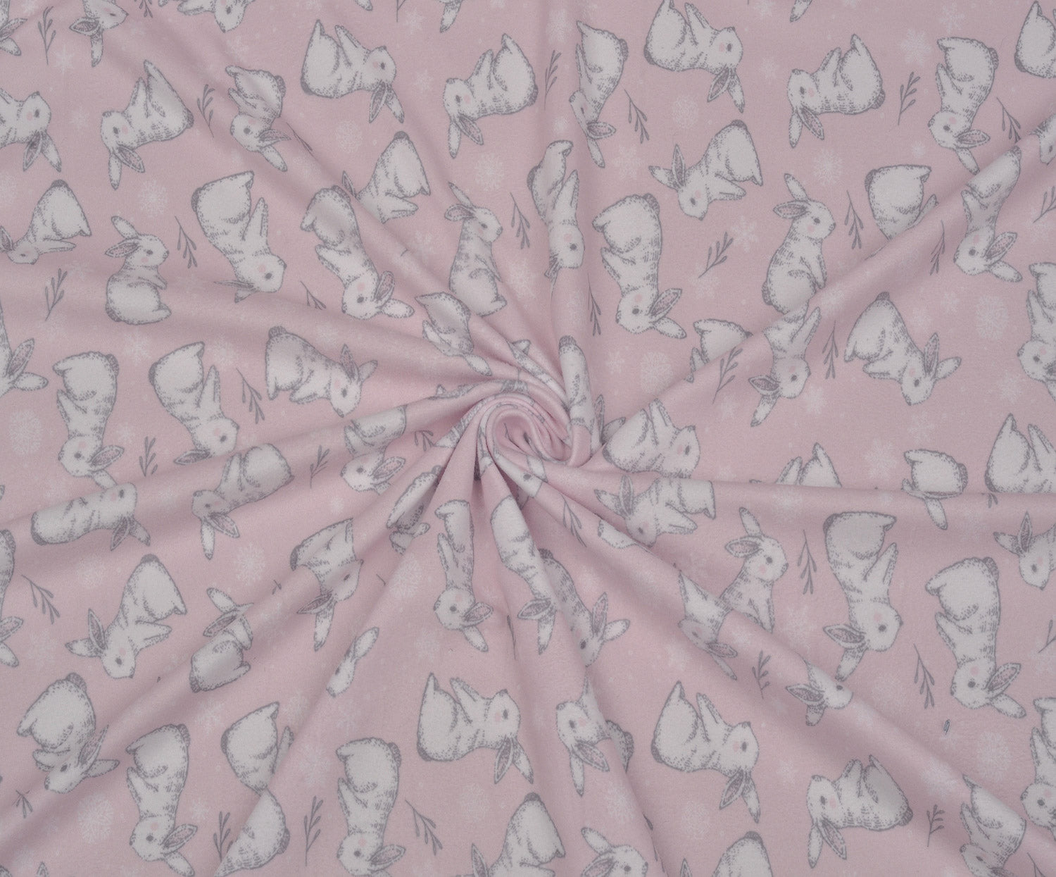 TAVŞAN DESENLİ POLAR KUMAŞ - PEMBE