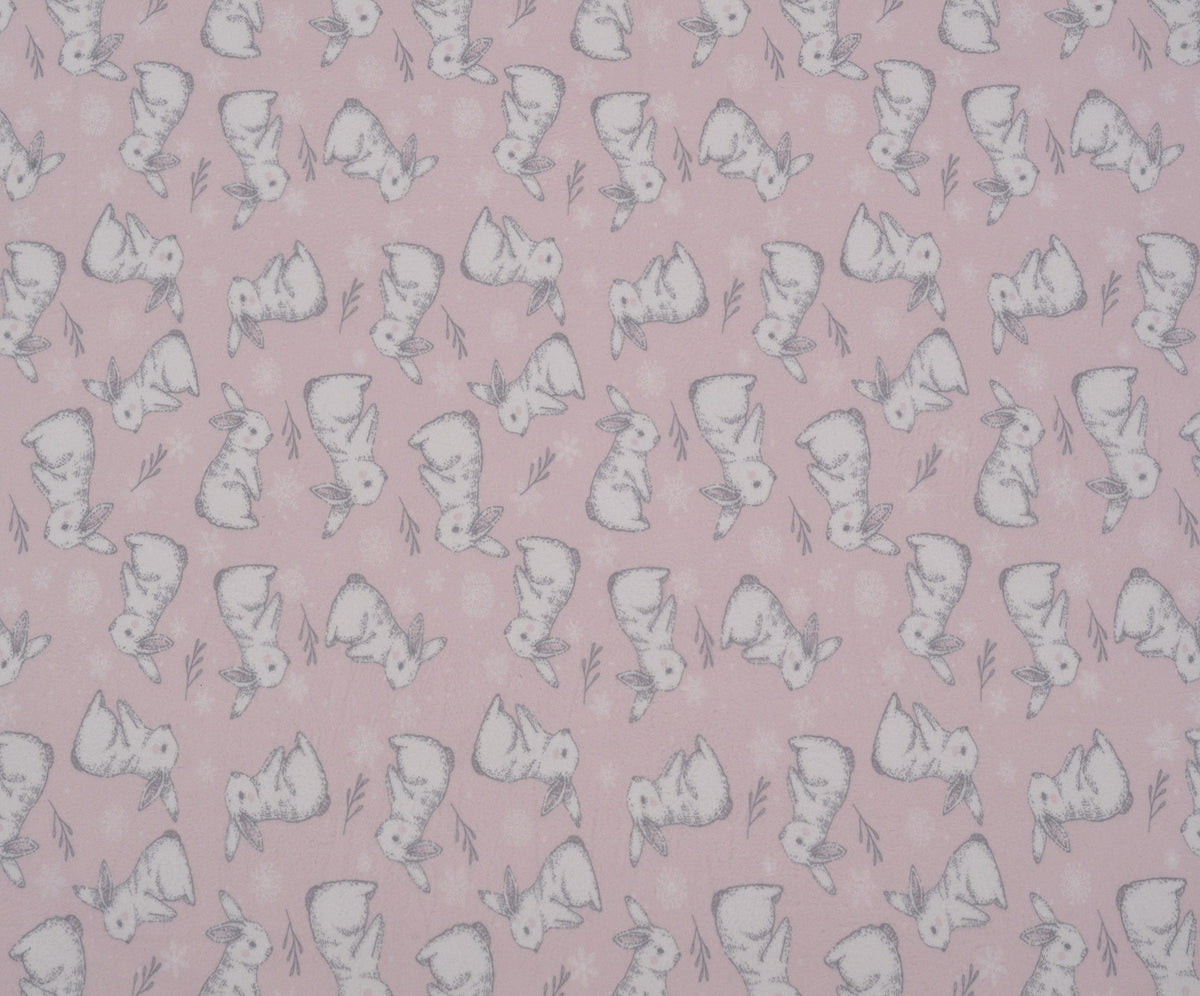 TAVŞAN DESENLİ POLAR KUMAŞ - PEMBE