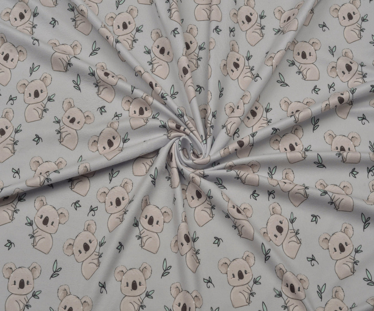 KOALA DESENLİ POLAR KUMAŞ - GRİ