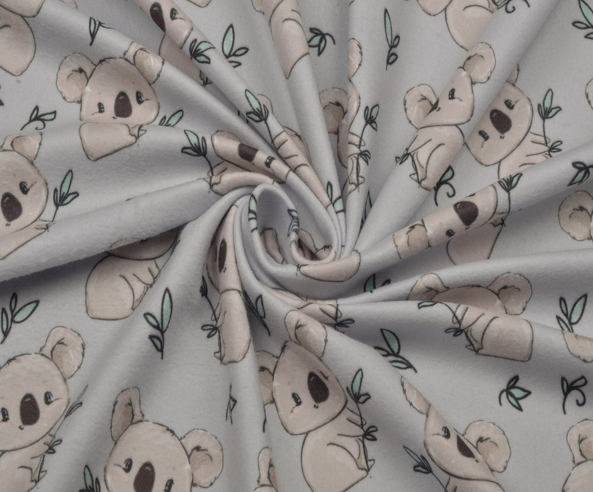 KOALA DESENLİ POLAR KUMAŞ - GRİ