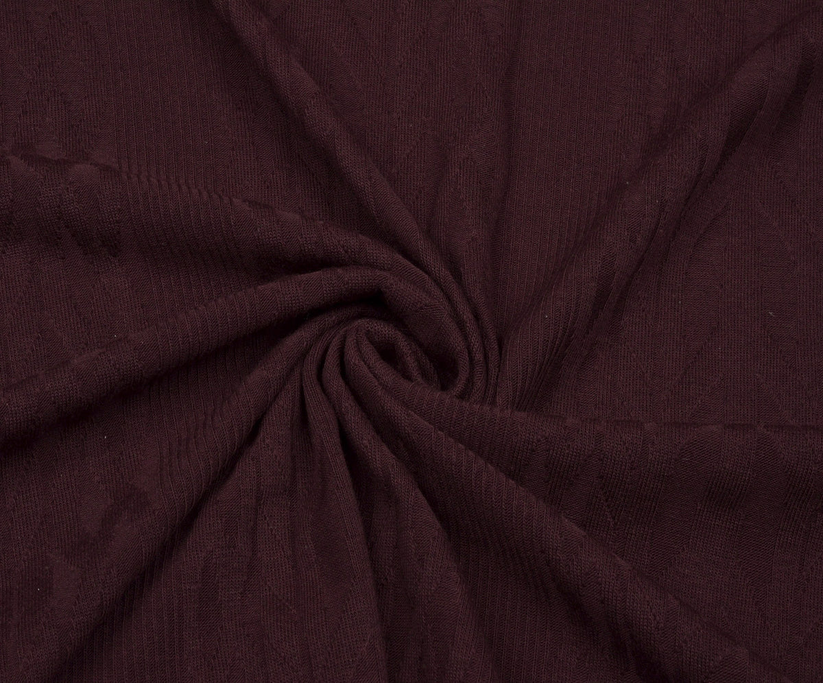 TIĞ İŞİ GÖRÜNÜMLÜ ÖRME TRİKO KUMAŞ - BORDO