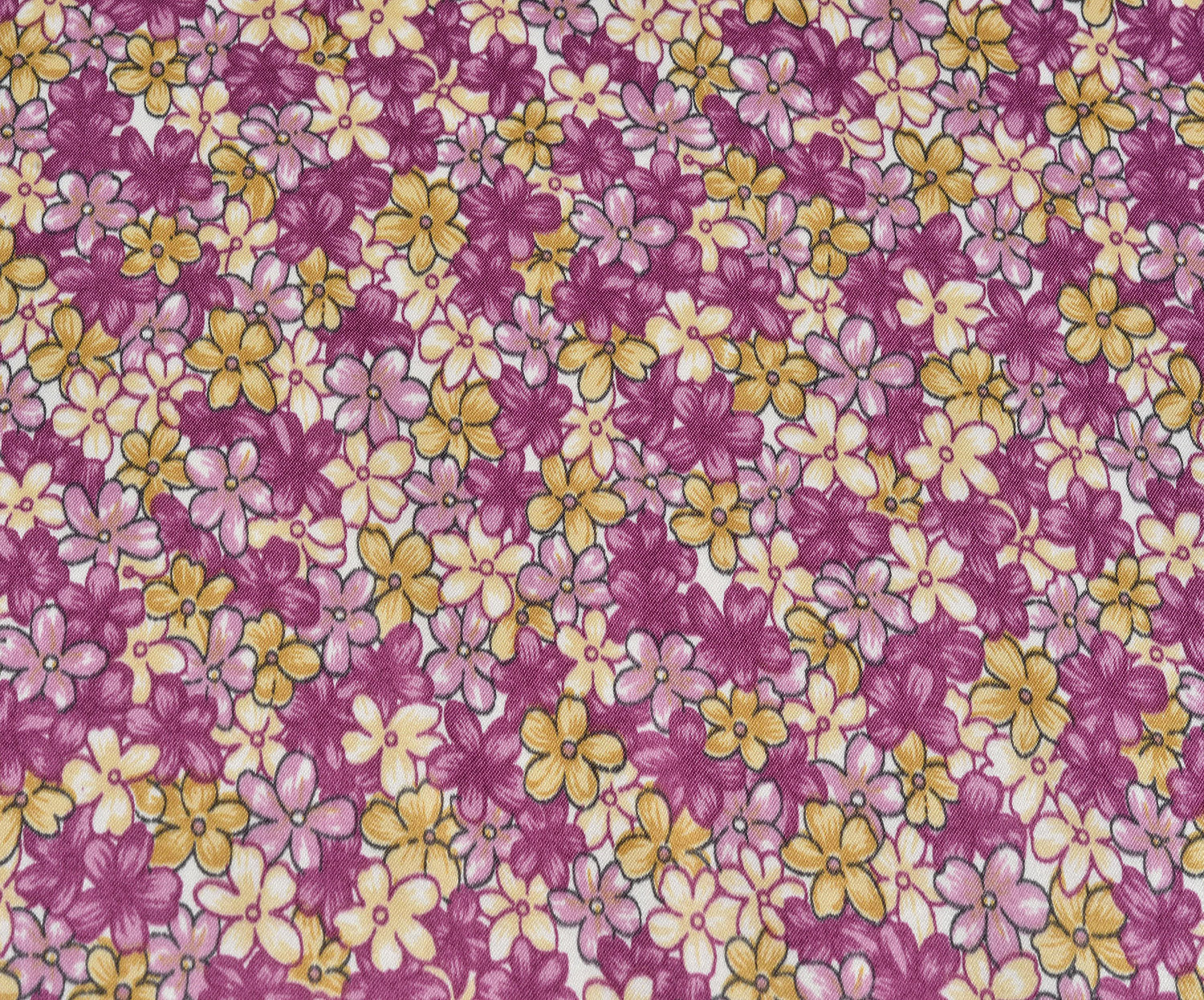 ÇİÇEK DESENLİ SATEN KUMAŞ - PEMBE