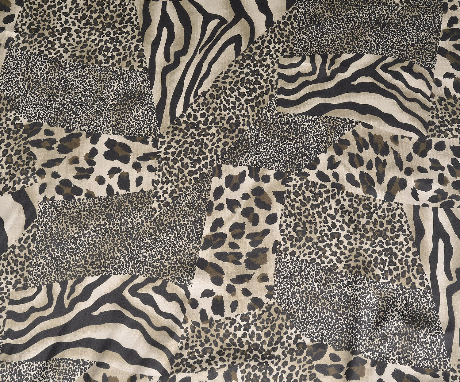 LEOPAR DESENLİ SATEN KUMAŞ - BEJ