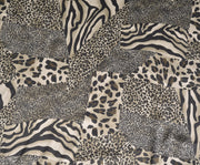 LEOPAR DESENLİ SATEN KUMAŞ - BEJ