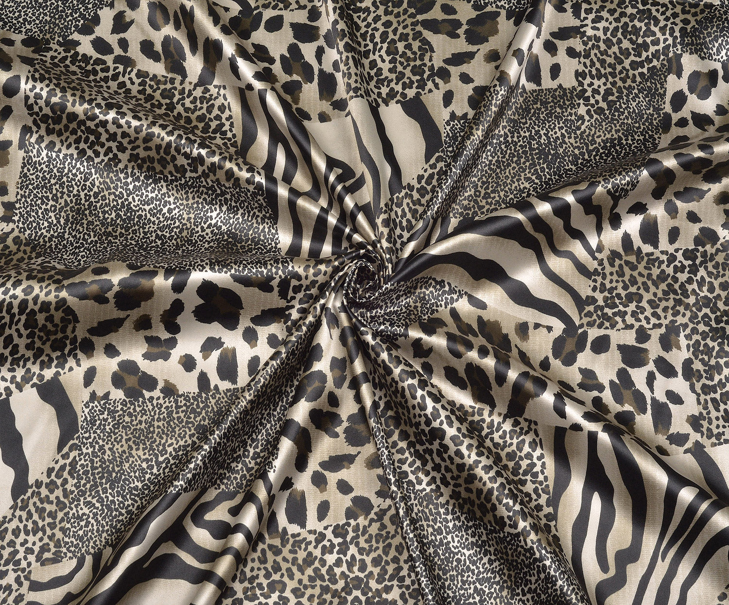 LEOPAR DESENLİ SATEN KUMAŞ - BEJ