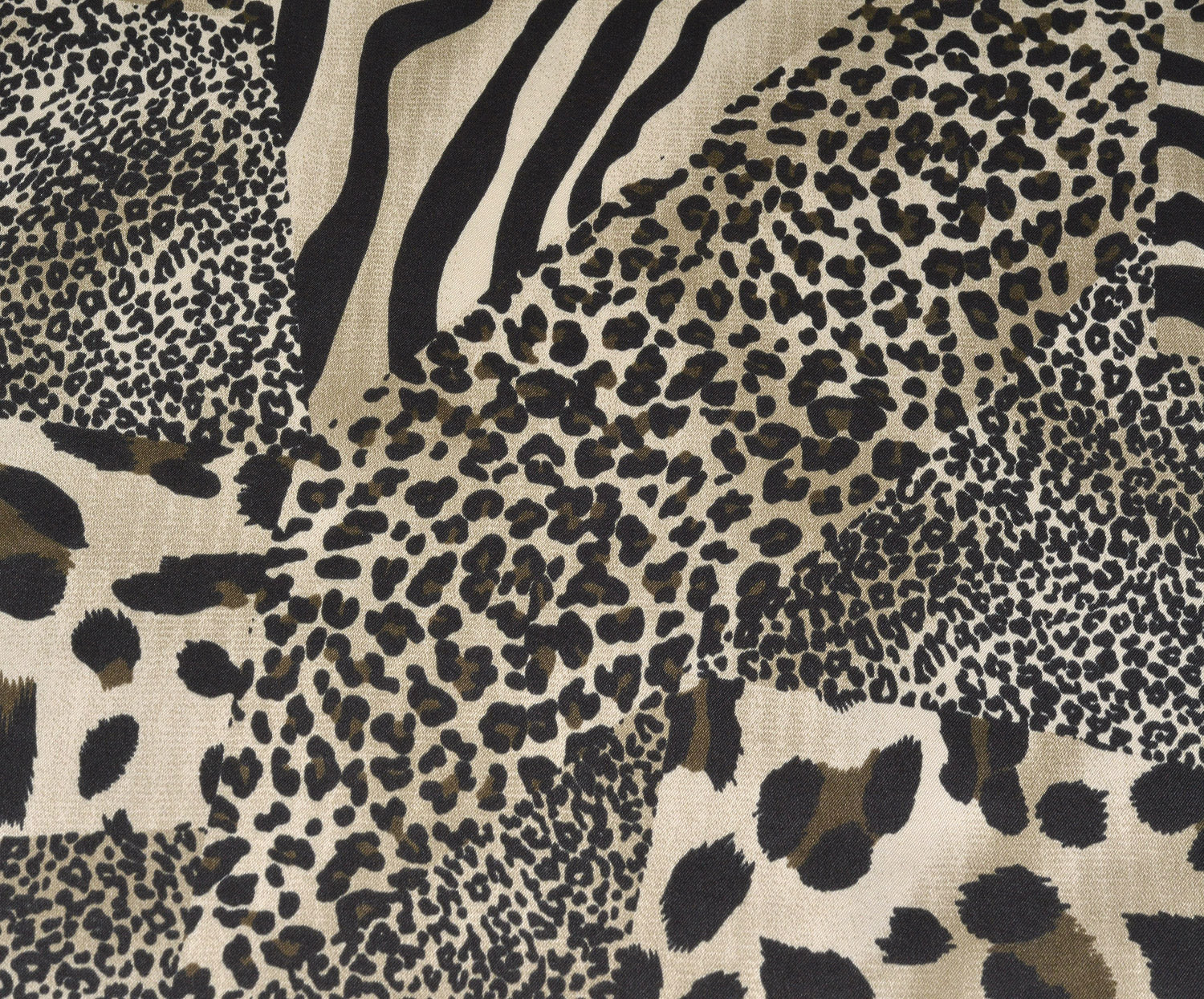 LEOPAR DESENLİ SATEN KUMAŞ - BEJ