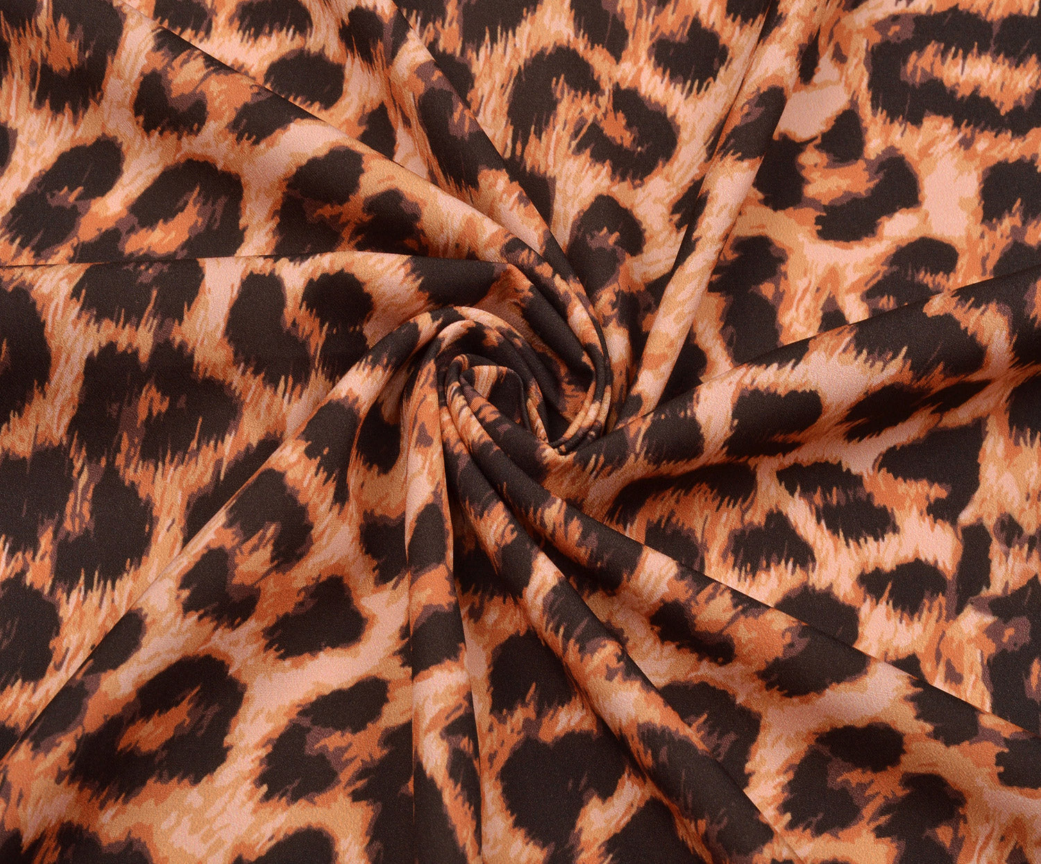 LEOPAR DESENLİ SATEN KUMAŞ - TURUNCU