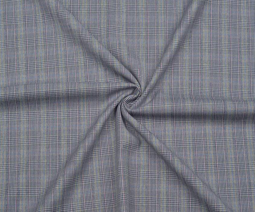 COLORFUL PLAID PATTERNED VISCOSE FABRIC - NAVY BLUE