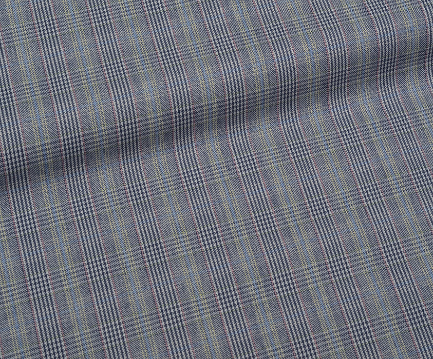 COLORFUL PLAID PATTERNED VISCOSE FABRIC - NAVY BLUE