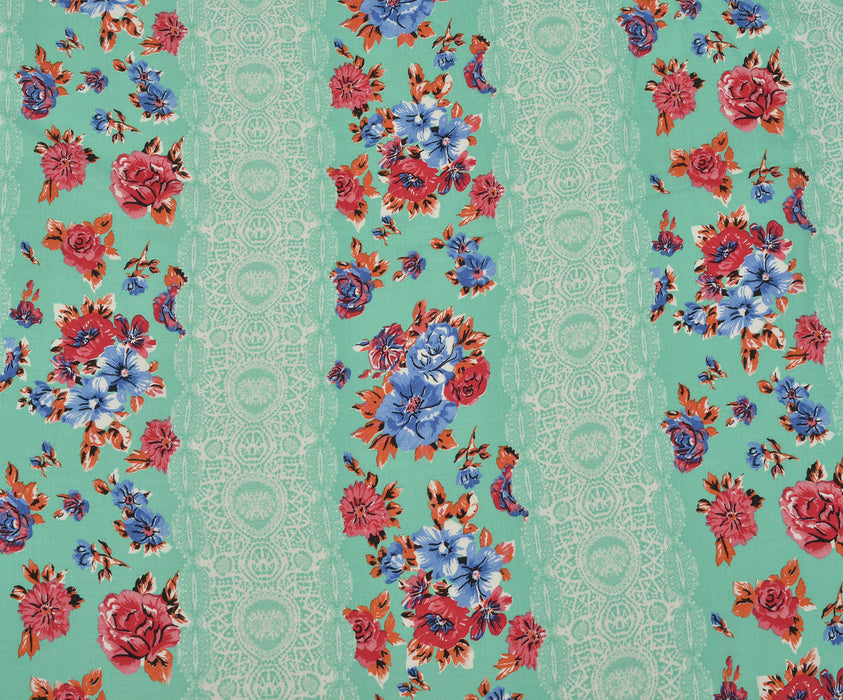 FLORAL PATTERNED LYCRA VUAL FABRIC - GREEN