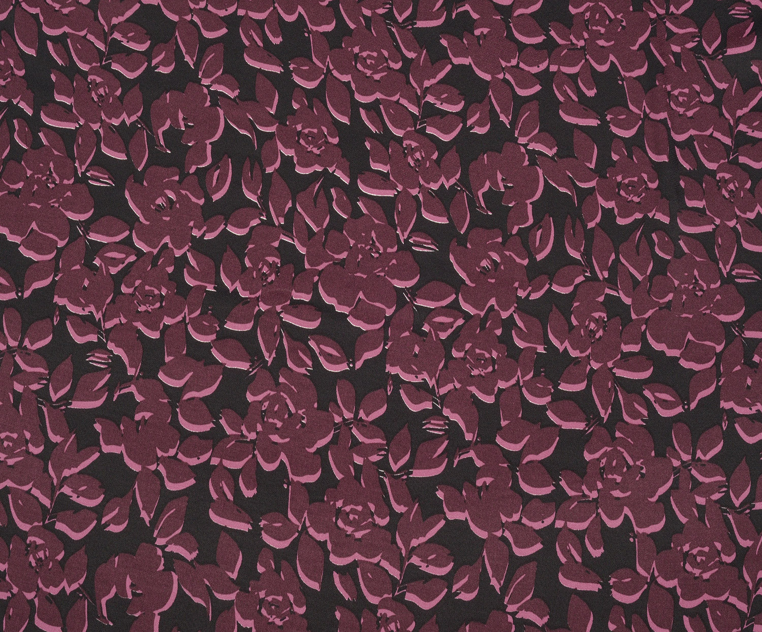 ÇİÇEKLİ VİSKON SATEN KUMAŞ - BORDO