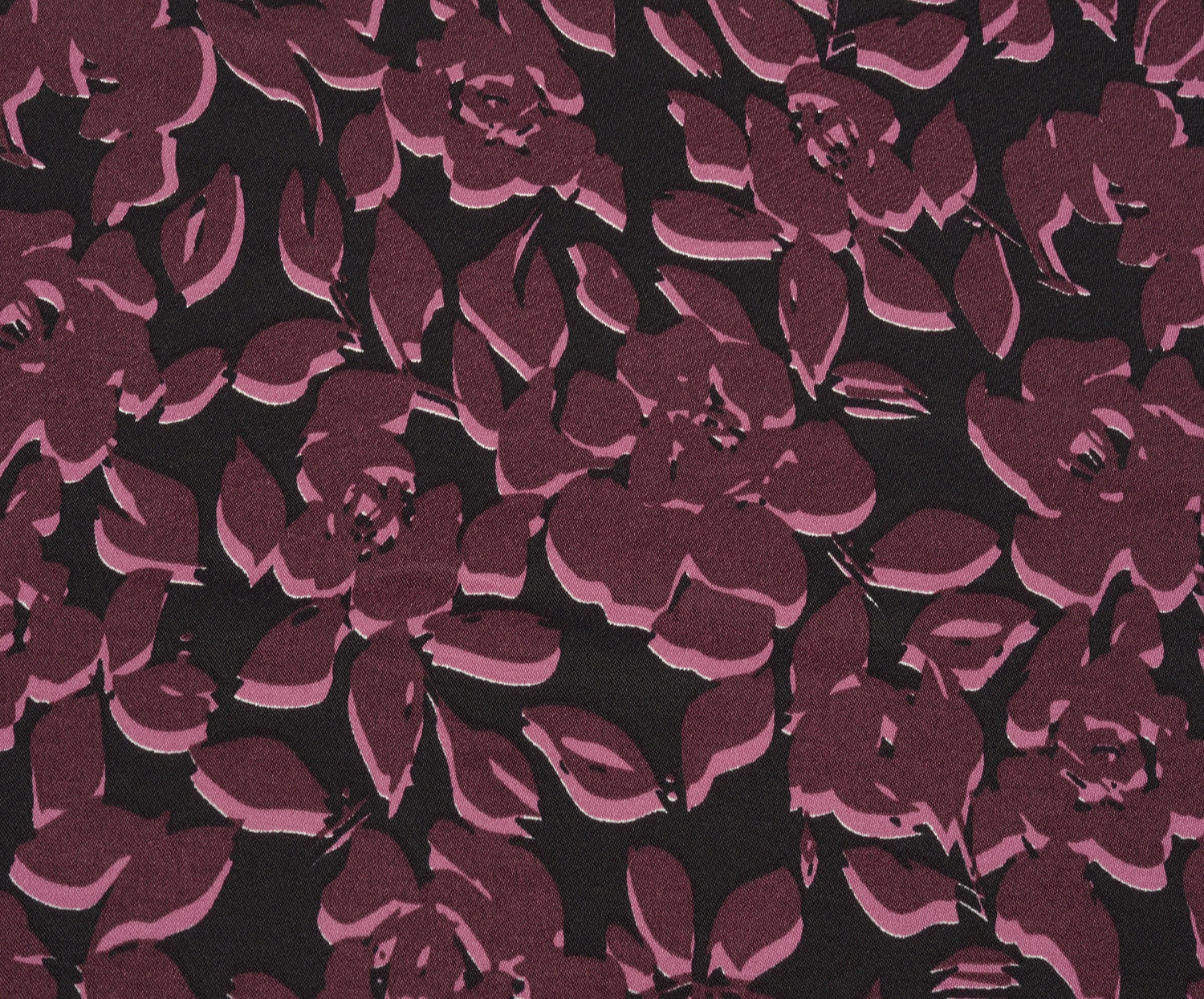 ÇİÇEKLİ VİSKON SATEN KUMAŞ - BORDO