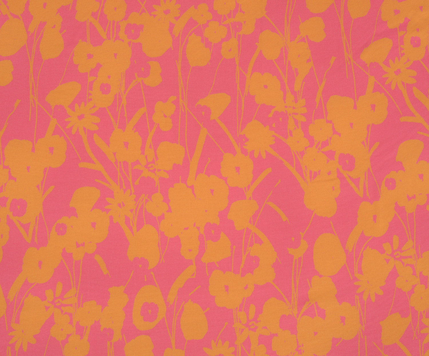 ÇİÇEKLİ VİSKON SATEN KUMAŞ - PEMBE