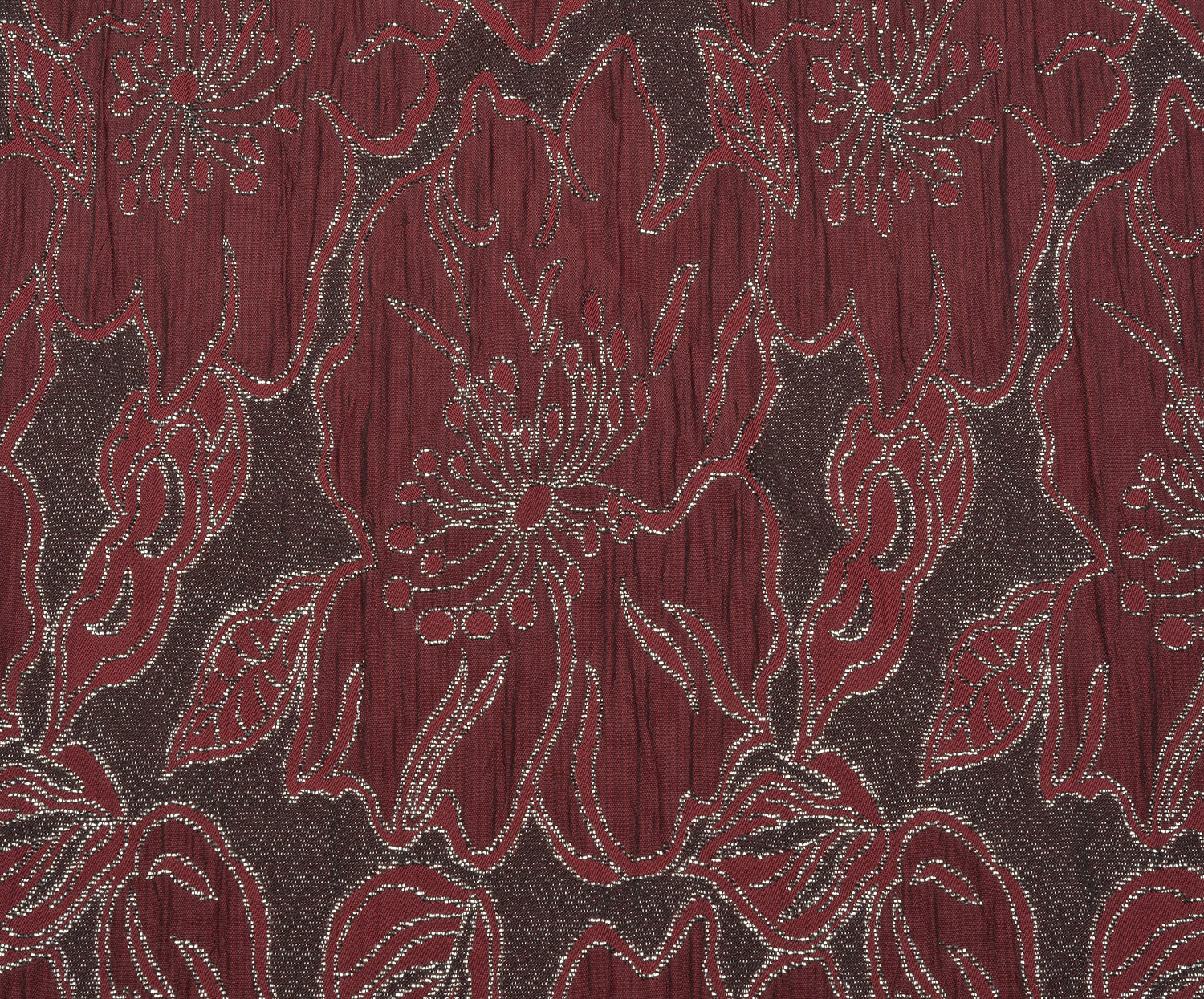 ÇİÇEK DESENLİ BROKAR KUMAŞ - BORDO