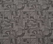 GEOMETRİK DESENLİ PAMUK KUMAŞ - GRİ