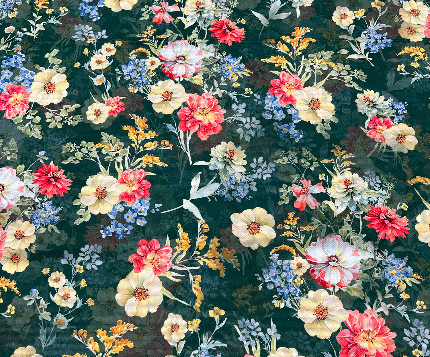 AÇAN ÇİÇEKLER DİJİTAL BASKI KUMAŞ - YEŞİL