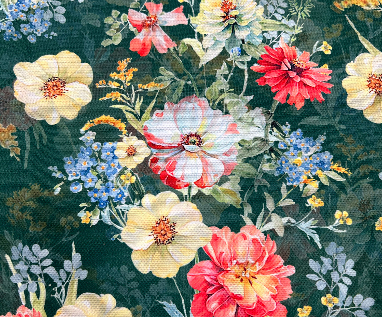 AÇAN ÇİÇEKLER DİJİTAL BASKI KUMAŞ - YEŞİL