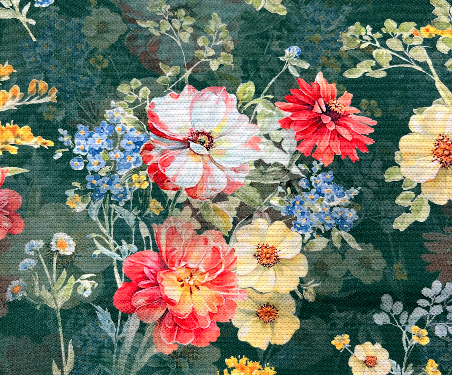 AÇAN ÇİÇEKLER DİJİTAL BASKI KUMAŞ - YEŞİL