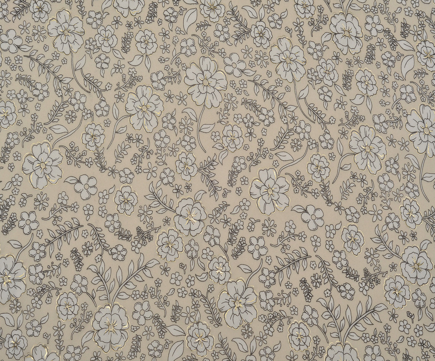 ÇİÇEKLİ ŞİFON KUMAŞ - BEJ
