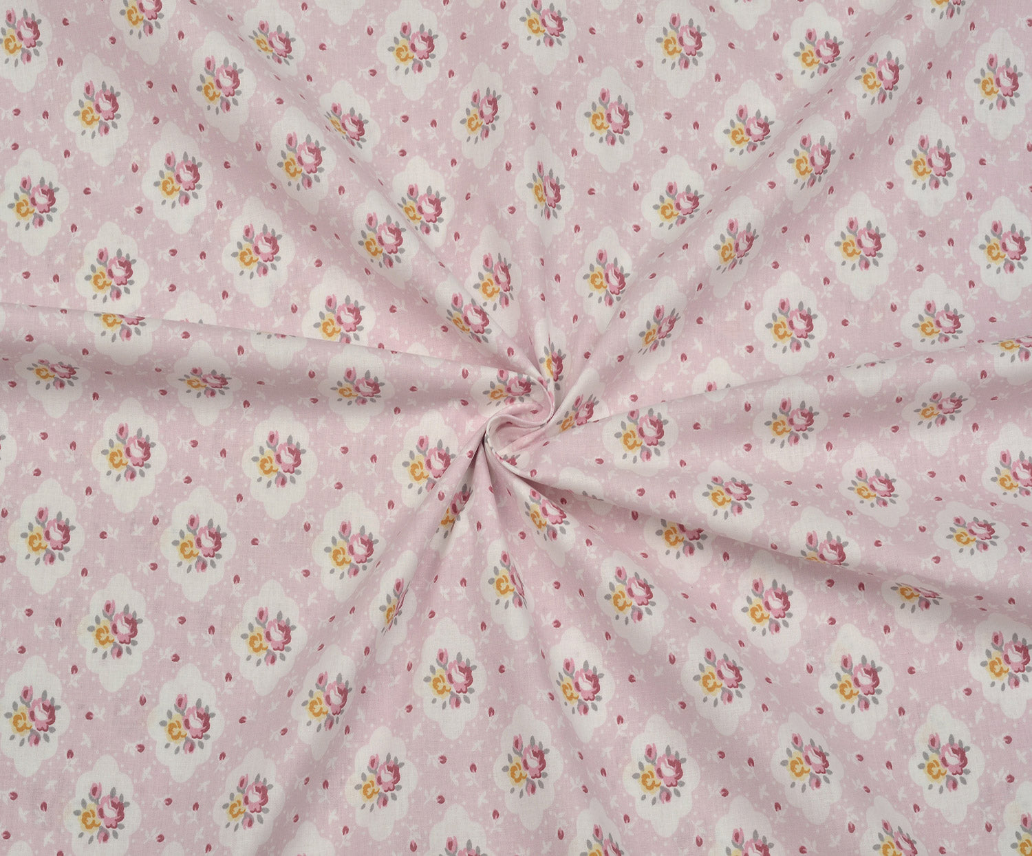 ÇİÇEKLER POPLİN KUMAŞ - PEMBE