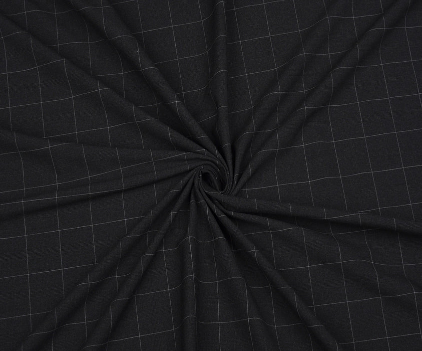 PLAID PATTERNED COTTON FABRIC - ANTHRACITE