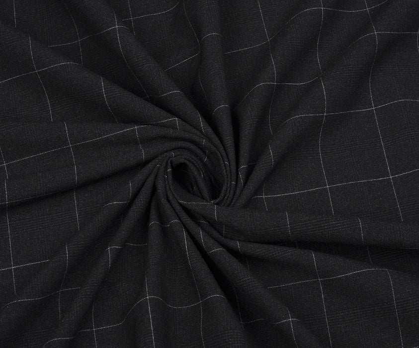 PLAID PATTERNED COTTON FABRIC - ANTHRACITE