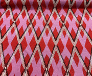 GEOMETRİK DESENLİ ÖRME KUMAŞ - PEMBE