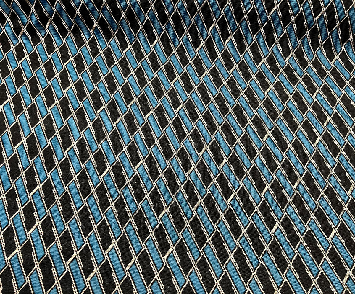 GEOMETRİK DESENLİ ÖRME KUMAŞ - MAVİ