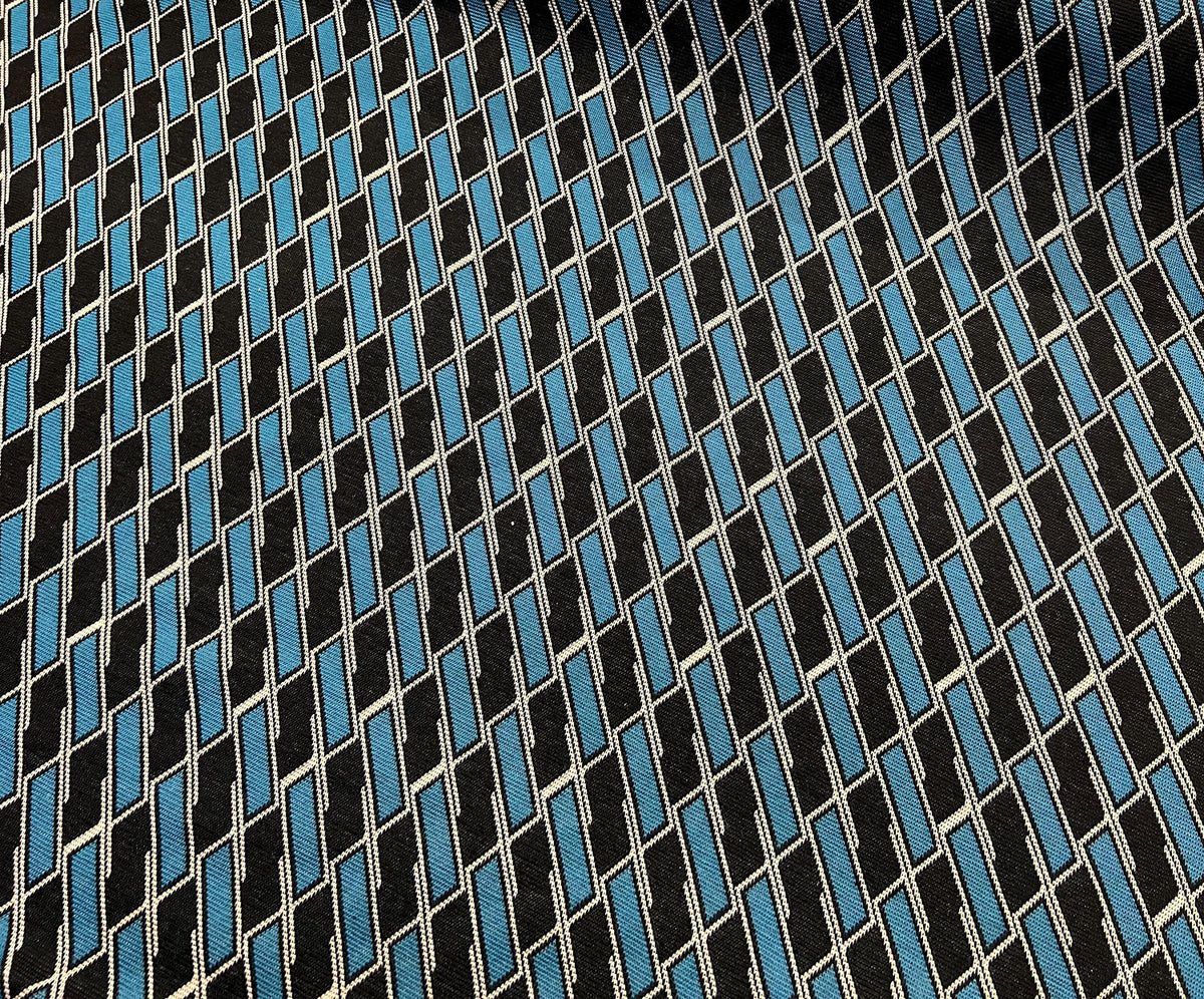 GEOMETRİK DESENLİ ÖRME KUMAŞ - MAVİ