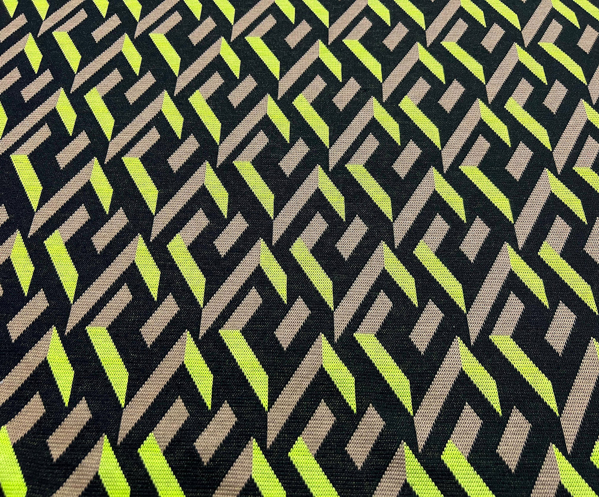GEOMETRİK DESENLİ ÖRME KUMAŞ - SARI