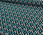GEOMETRİK DESENLİ ÖRME KUMAŞ - MAVİ